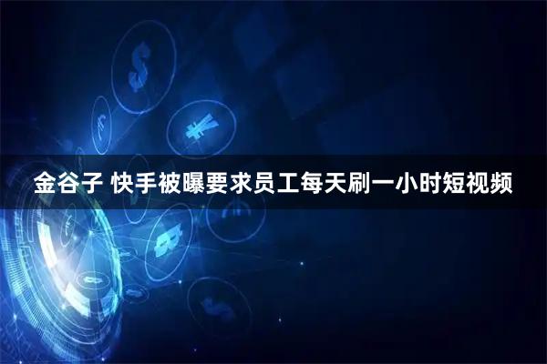 金谷子 快手被曝要求员工每天刷一小时短视频