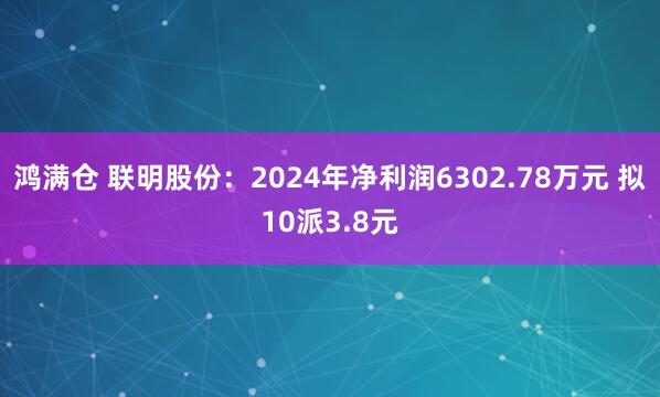 鸿满仓 联明股份：2024年净利润6302.78万元 拟10派3.8元