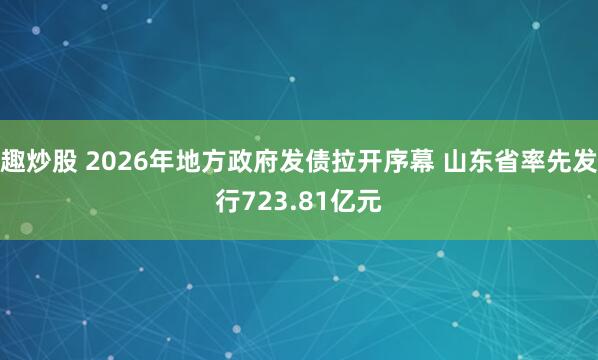 趣炒股 2026年地方政府发债拉开序幕 山东省率先发行723.81亿元